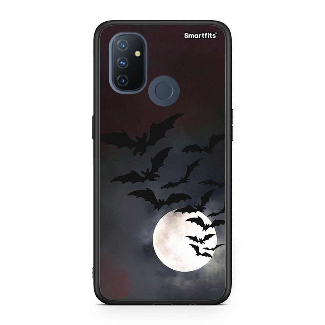 OnePlus Nord N100 Halloween Bat Night Θήκη από τη Smartfits με σχέδιο στο πίσω μέρος και μαύρο περίβλημα | Smartphone case with colorful back and black bezels by Smartfits