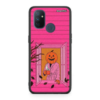 Thumbnail for OnePlus Nord N100 Halloween Pumpkin Lady Θήκη από τη Smartfits με σχέδιο στο πίσω μέρος και μαύρο περίβλημα | Smartphone case with colorful back and black bezels by Smartfits