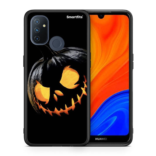 Θήκη OnePlus Nord N100 Halloween Scary Pumpkin από τη Smartfits με σχέδιο στο πίσω μέρος και μαύρο περίβλημα | OnePlus Nord N100 Halloween Scary Pumpkin case with colorful back and black bezels