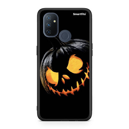 OnePlus Nord N100 Halloween Scary Pumpkin Θήκη από τη Smartfits με σχέδιο στο πίσω μέρος και μαύρο περίβλημα | Smartphone case with colorful back and black bezels by Smartfits
