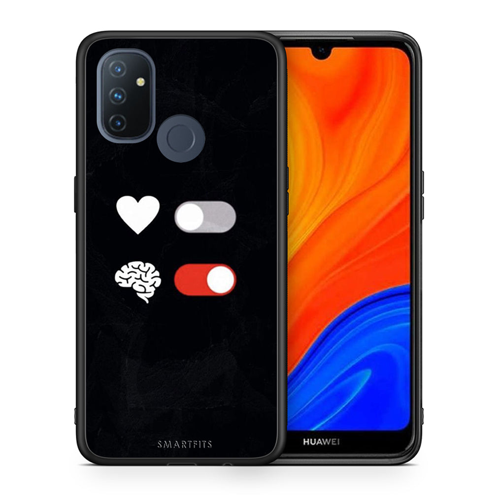 Θήκη Αγίου Βαλεντίνου OnePlus Nord N100 Heart Vs Brain από τη Smartfits με σχέδιο στο πίσω μέρος και μαύρο περίβλημα | OnePlus Nord N100 Heart Vs Brain case with colorful back and black bezels