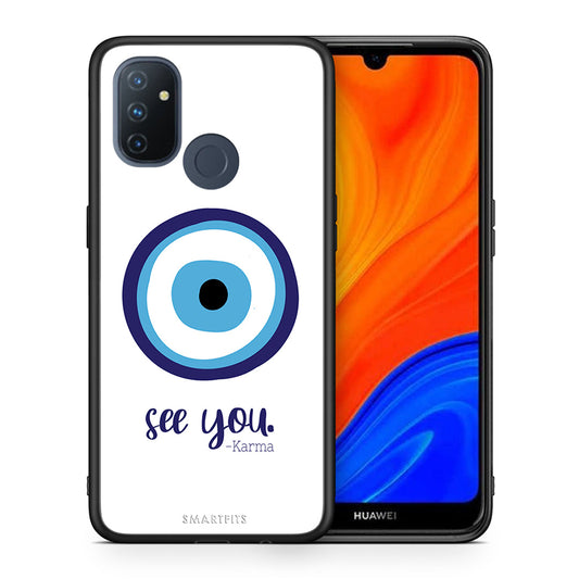 Θήκη OnePlus Nord N100 Karma Says από τη Smartfits με σχέδιο στο πίσω μέρος και μαύρο περίβλημα | OnePlus Nord N100 Karma Says case with colorful back and black bezels