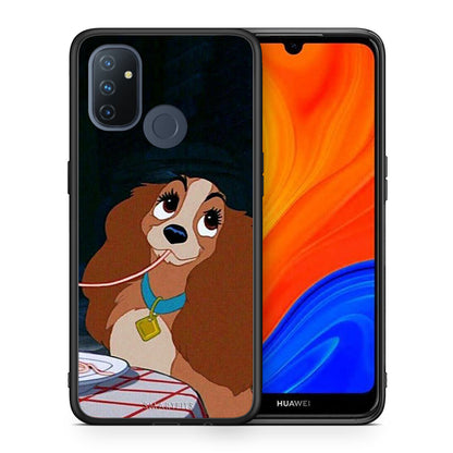 Θήκη Αγίου Βαλεντίνου OnePlus Nord N100 Lady And Tramp 2 από τη Smartfits με σχέδιο στο πίσω μέρος και μαύρο περίβλημα | OnePlus Nord N100 Lady And Tramp 2 case with colorful back and black bezels