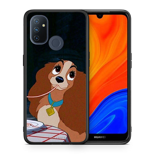 Θήκη Αγίου Βαλεντίνου OnePlus Nord N100 Lady And Tramp 2 από τη Smartfits με σχέδιο στο πίσω μέρος και μαύρο περίβλημα | OnePlus Nord N100 Lady And Tramp 2 case with colorful back and black bezels