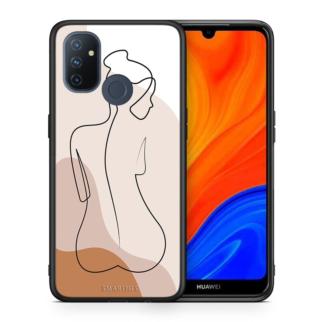Θήκη OnePlus Nord N100 LineArt Woman από τη Smartfits με σχέδιο στο πίσω μέρος και μαύρο περίβλημα | OnePlus Nord N100 LineArt Woman case with colorful back and black bezels