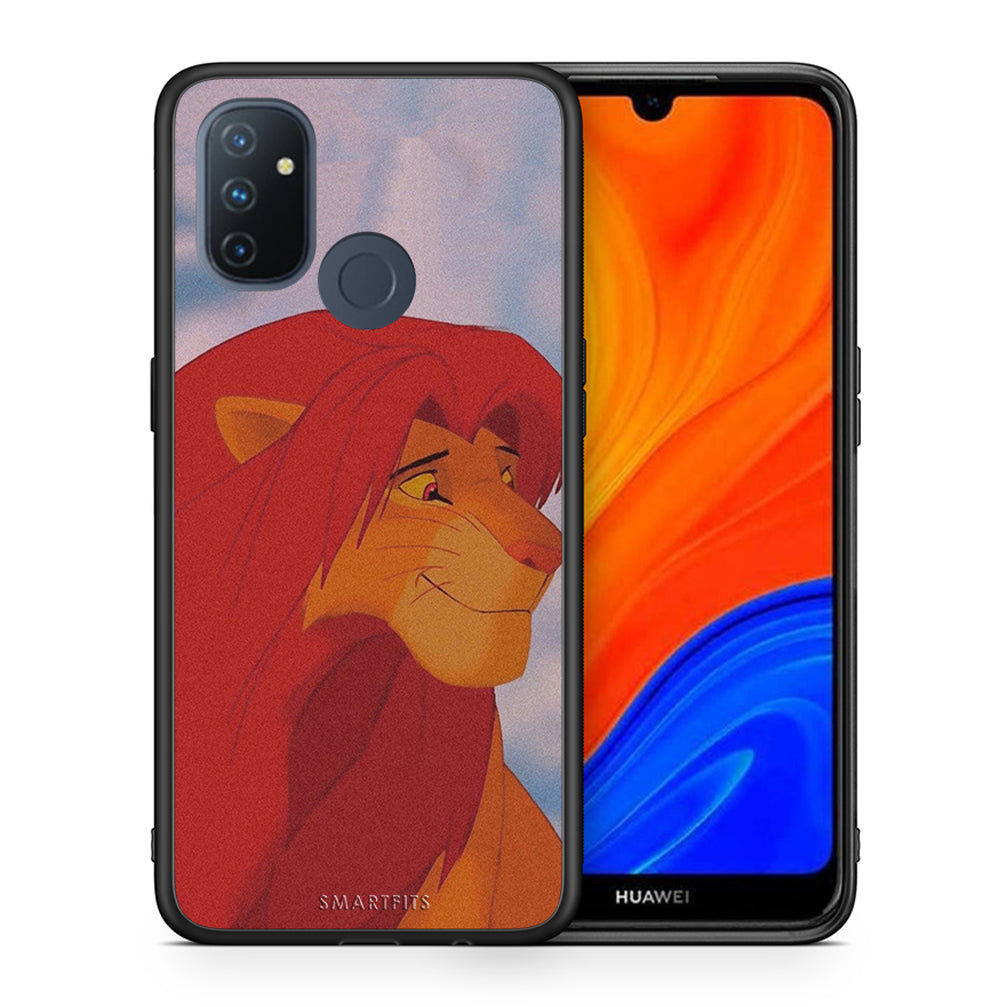 Θήκη Αγίου Βαλεντίνου OnePlus Nord N100 Lion Love 1 από τη Smartfits με σχέδιο στο πίσω μέρος και μαύρο περίβλημα | OnePlus Nord N100 Lion Love 1 case with colorful back and black bezels