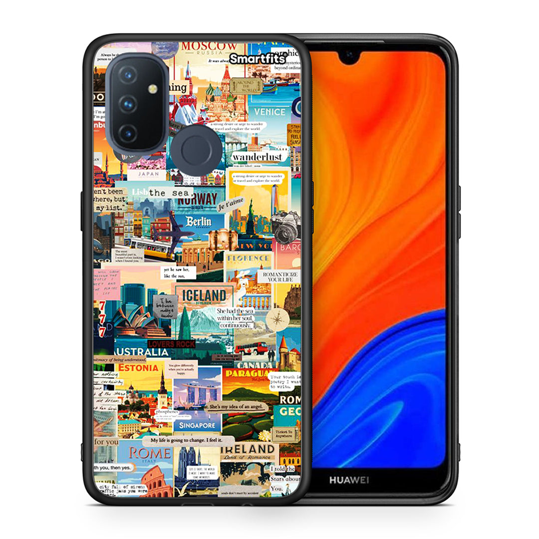 Θήκη OnePlus Nord N100 Live To Travel από τη Smartfits με σχέδιο στο πίσω μέρος και μαύρο περίβλημα | OnePlus Nord N100 Live To Travel case with colorful back and black bezels