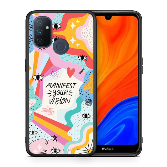 Θήκη OnePlus Nord N100 Manifest Your Vision από τη Smartfits με σχέδιο στο πίσω μέρος και μαύρο περίβλημα | OnePlus Nord N100 Manifest Your Vision case with colorful back and black bezels