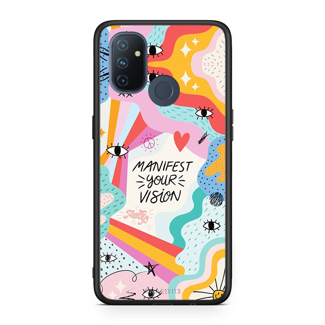 OnePlus Nord N100 Manifest Your Vision θήκη από τη Smartfits με σχέδιο στο πίσω μέρος και μαύρο περίβλημα | Smartphone case with colorful back and black bezels by Smartfits
