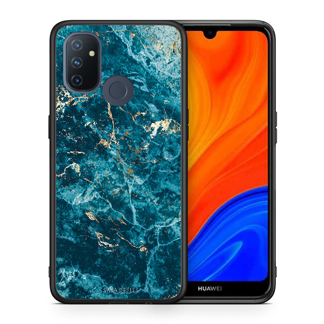 Θήκη OnePlus Nord N100 Marble Blue από τη Smartfits με σχέδιο στο πίσω μέρος και μαύρο περίβλημα | OnePlus Nord N100 Marble Blue case with colorful back and black bezels