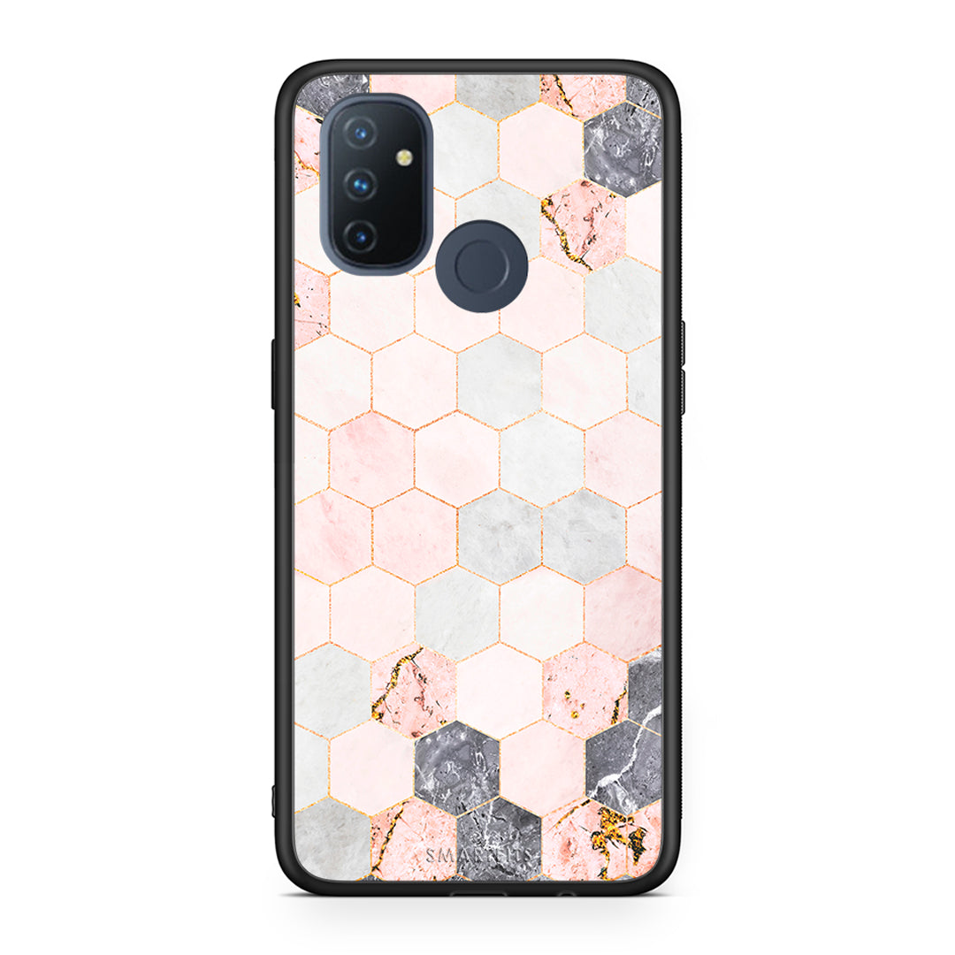 4 - OnePlus Nord N100 Hexagon Pink Marble case, cover, bumper