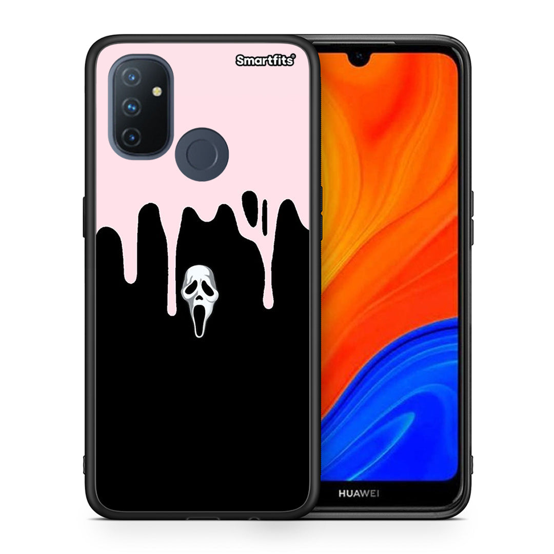 Θήκη OnePlus Nord N100 Melting Halloween Mask από τη Smartfits με σχέδιο στο πίσω μέρος και μαύρο περίβλημα | OnePlus Nord N100 Melting Halloween Mask case with colorful back and black bezels