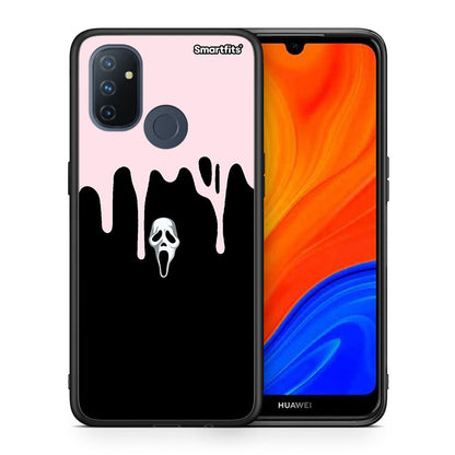 Θήκη OnePlus Nord N100 Melting Halloween Mask από τη Smartfits με σχέδιο στο πίσω μέρος και μαύρο περίβλημα | OnePlus Nord N100 Melting Halloween Mask case with colorful back and black bezels