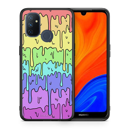 Θήκη OnePlus Nord N100 Melting Rainbow από τη Smartfits με σχέδιο στο πίσω μέρος και μαύρο περίβλημα | OnePlus Nord N100 Melting Rainbow case with colorful back and black bezels