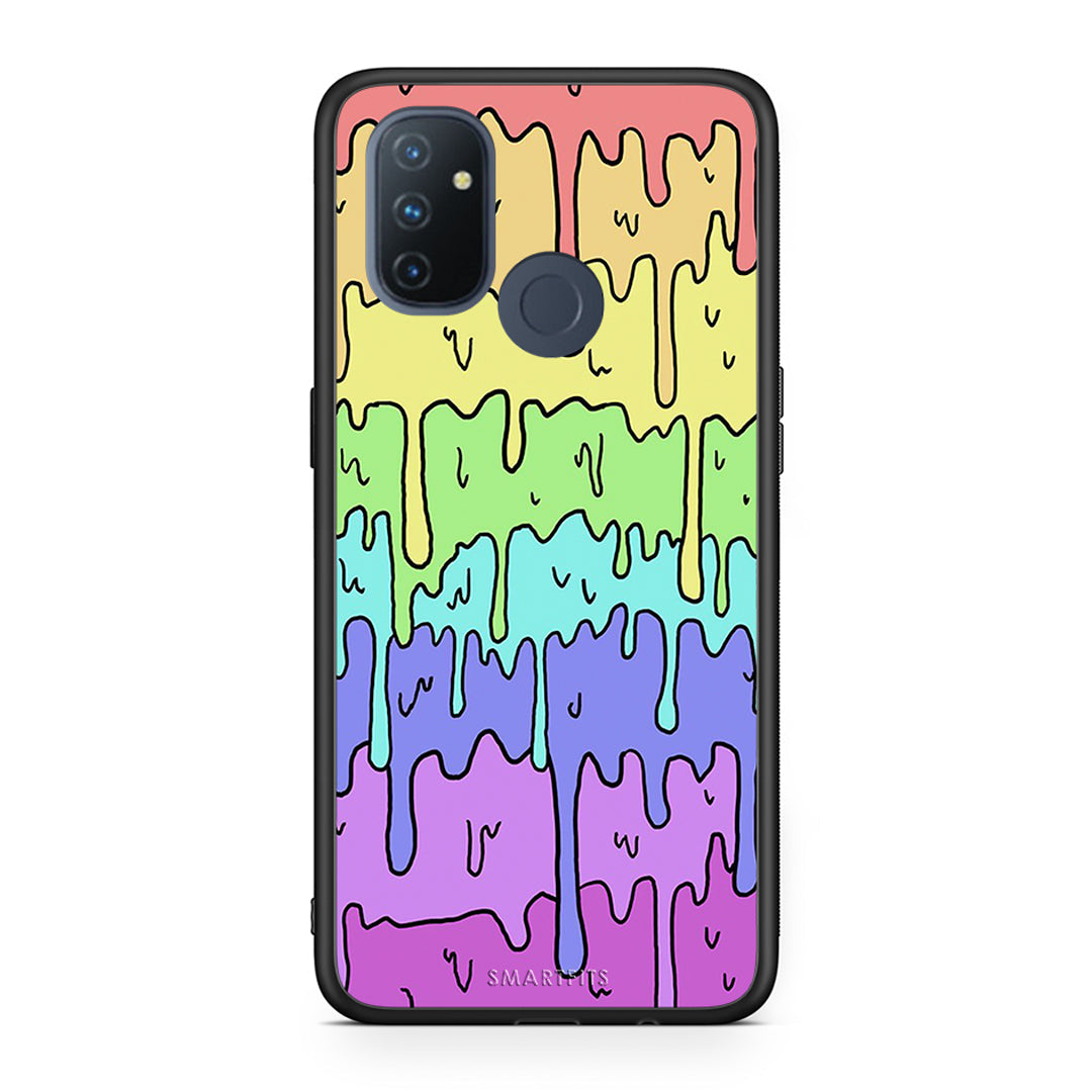 OnePlus Nord N100 Melting Rainbow θήκη από τη Smartfits με σχέδιο στο πίσω μέρος και μαύρο περίβλημα | Smartphone case with colorful back and black bezels by Smartfits
