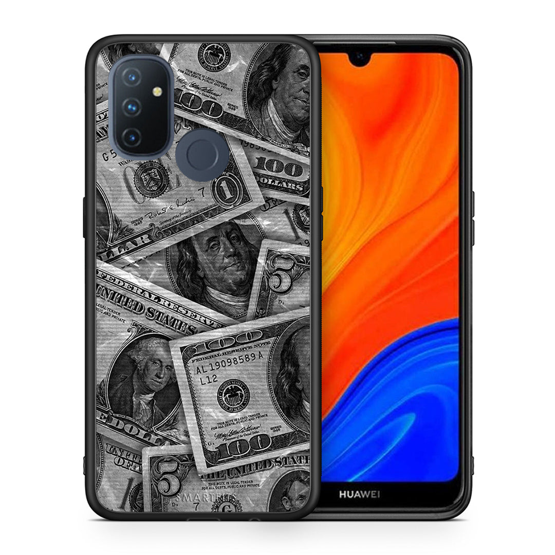 Θήκη OnePlus Nord N100 Money Dollars από τη Smartfits με σχέδιο στο πίσω μέρος και μαύρο περίβλημα | OnePlus Nord N100 Money Dollars case with colorful back and black bezels