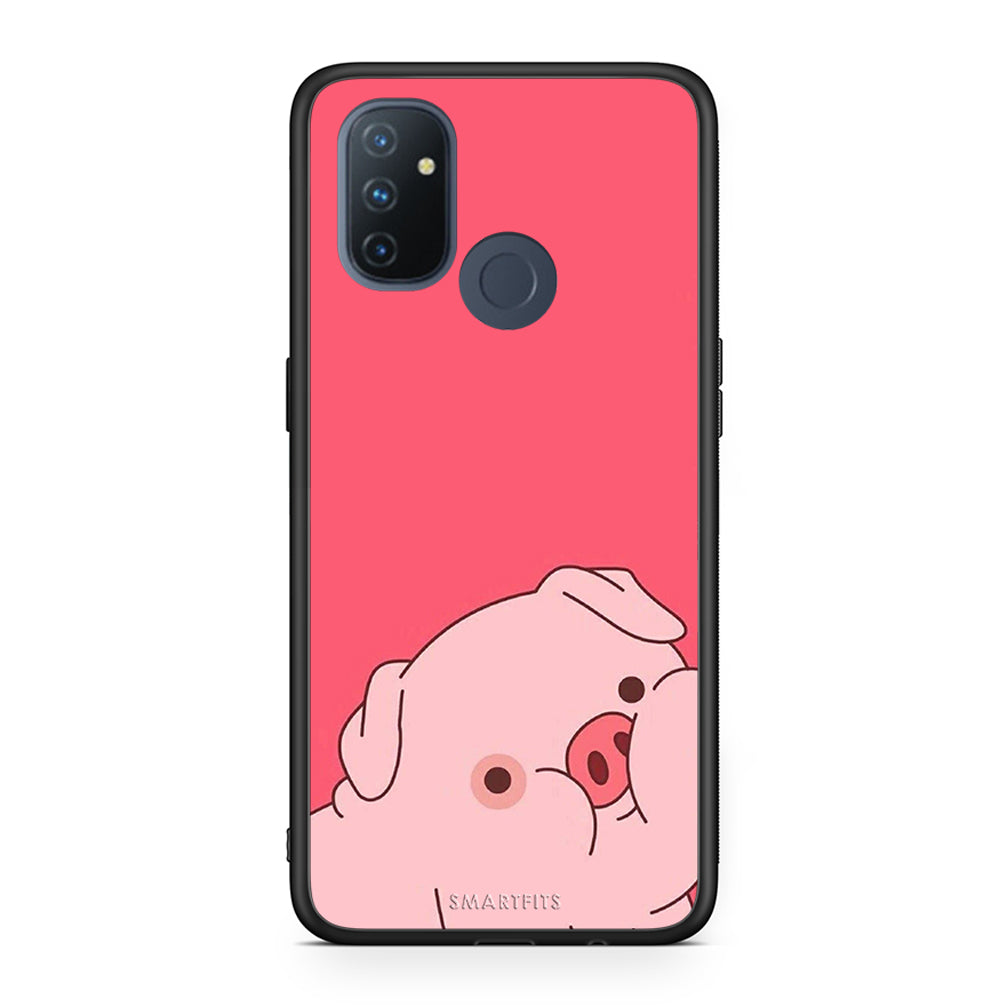 OnePlus Nord N100 Pig Love 1 Θήκη Αγίου Βαλεντίνου από τη Smartfits με σχέδιο στο πίσω μέρος και μαύρο περίβλημα | Smartphone case with colorful back and black bezels by Smartfits