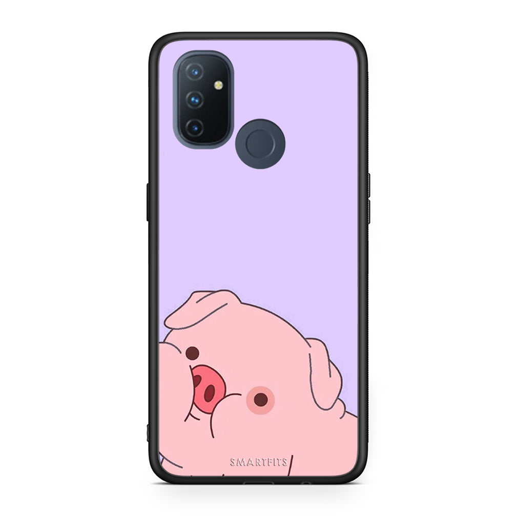 OnePlus Nord N100 Pig Love 2 Θήκη Αγίου Βαλεντίνου από τη Smartfits με σχέδιο στο πίσω μέρος και μαύρο περίβλημα | Smartphone case with colorful back and black bezels by Smartfits