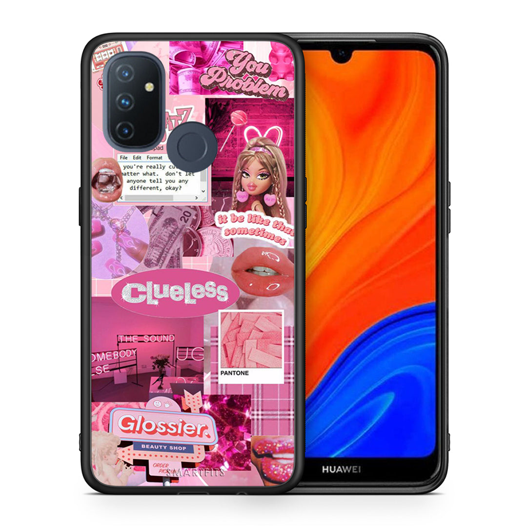 Θήκη Αγίου Βαλεντίνου OnePlus Nord N100 Pink Love από τη Smartfits με σχέδιο στο πίσω μέρος και μαύρο περίβλημα | OnePlus Nord N100 Pink Love case with colorful back and black bezels