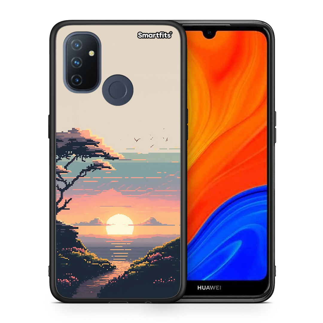 Θήκη OnePlus Nord N100 Pixel Sunset από τη Smartfits με σχέδιο στο πίσω μέρος και μαύρο περίβλημα | OnePlus Nord N100 Pixel Sunset case with colorful back and black bezels