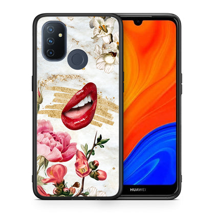 Θήκη OnePlus Nord N100 Red Lips από τη Smartfits με σχέδιο στο πίσω μέρος και μαύρο περίβλημα | OnePlus Nord N100 Red Lips case with colorful back and black bezels