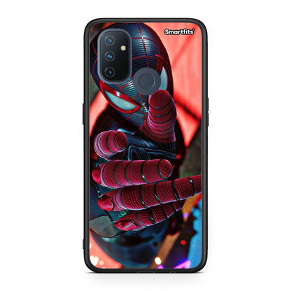 OnePlus Nord N100 Spider Hand Θήκη από τη Smartfits με σχέδιο στο πίσω μέρος και μαύρο περίβλημα | Smartphone case with colorful back and black bezels by Smartfits