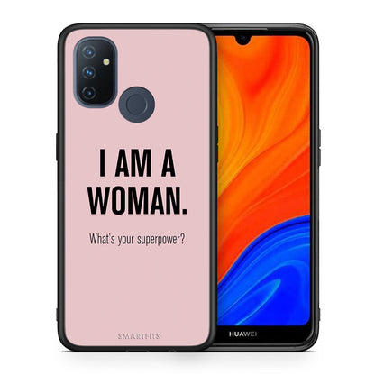 Θήκη OnePlus Nord N100 Superpower Woman από τη Smartfits με σχέδιο στο πίσω μέρος και μαύρο περίβλημα | OnePlus Nord N100 Superpower Woman case with colorful back and black bezels