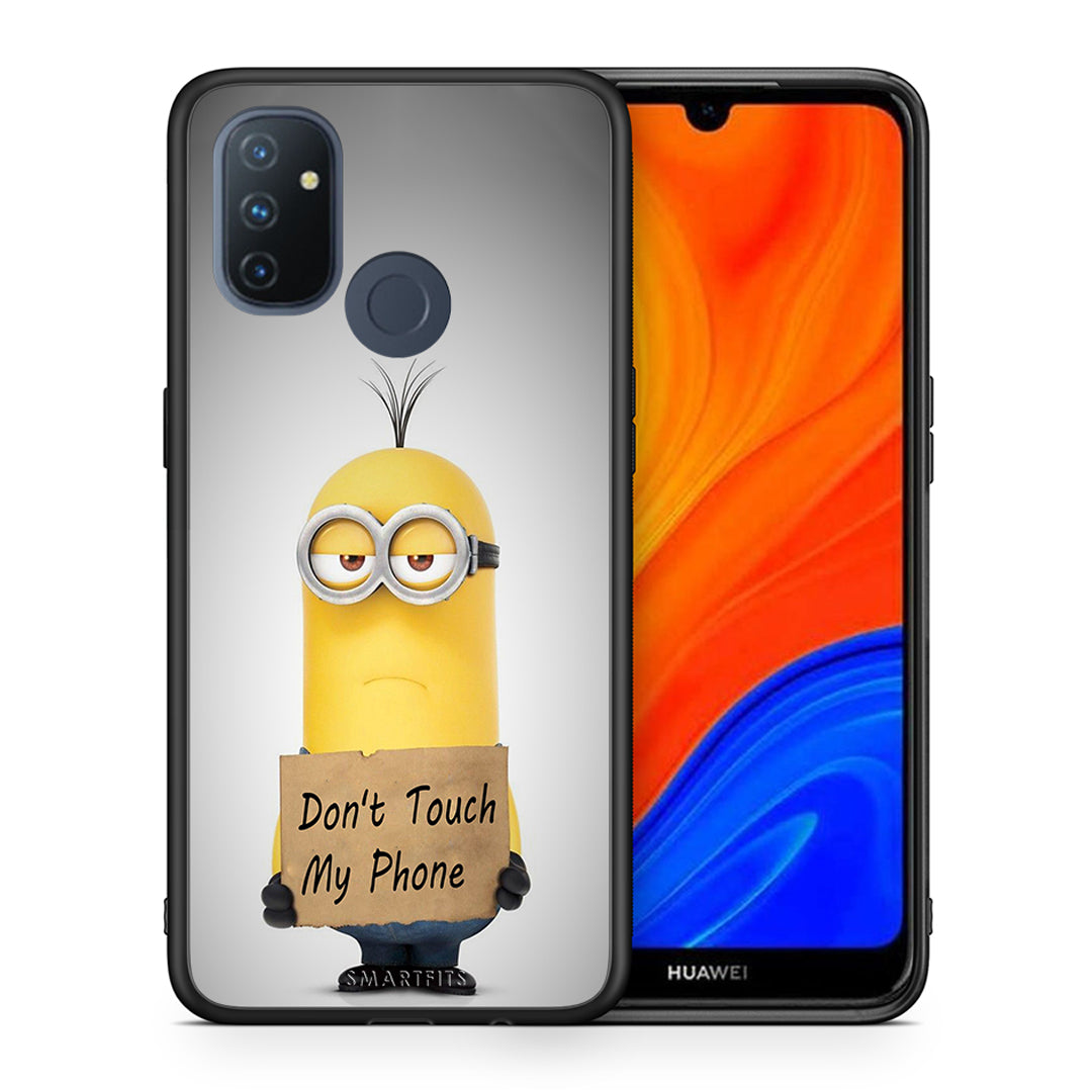 Θήκη OnePlus Nord N100 Minion Text από τη Smartfits με σχέδιο στο πίσω μέρος και μαύρο περίβλημα | OnePlus Nord N100 Minion Text case with colorful back and black bezels