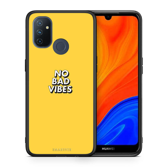 Θήκη OnePlus Nord N100 Vibes Text από τη Smartfits με σχέδιο στο πίσω μέρος και μαύρο περίβλημα | OnePlus Nord N100 Vibes Text case with colorful back and black bezels