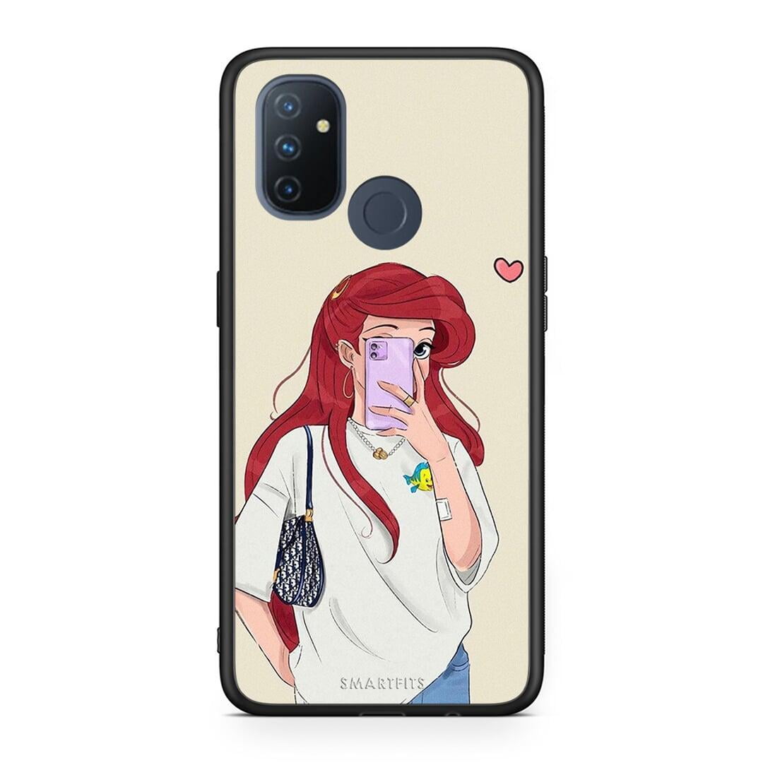 OnePlus Nord N100 Walking Mermaid Θήκη από τη Smartfits με σχέδιο στο πίσω μέρος και μαύρο περίβλημα | Smartphone case with colorful back and black bezels by Smartfits