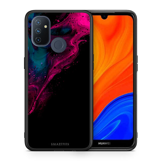 Θήκη OnePlus Nord N100 Pink Black Watercolor από τη Smartfits με σχέδιο στο πίσω μέρος και μαύρο περίβλημα | OnePlus Nord N100 Pink Black Watercolor case with colorful back and black bezels