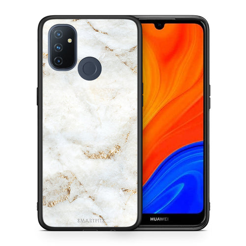 Θήκη OnePlus Nord N100 White Gold Marble από τη Smartfits με σχέδιο στο πίσω μέρος και μαύρο περίβλημα | OnePlus Nord N100 White Gold Marble case with colorful back and black bezels