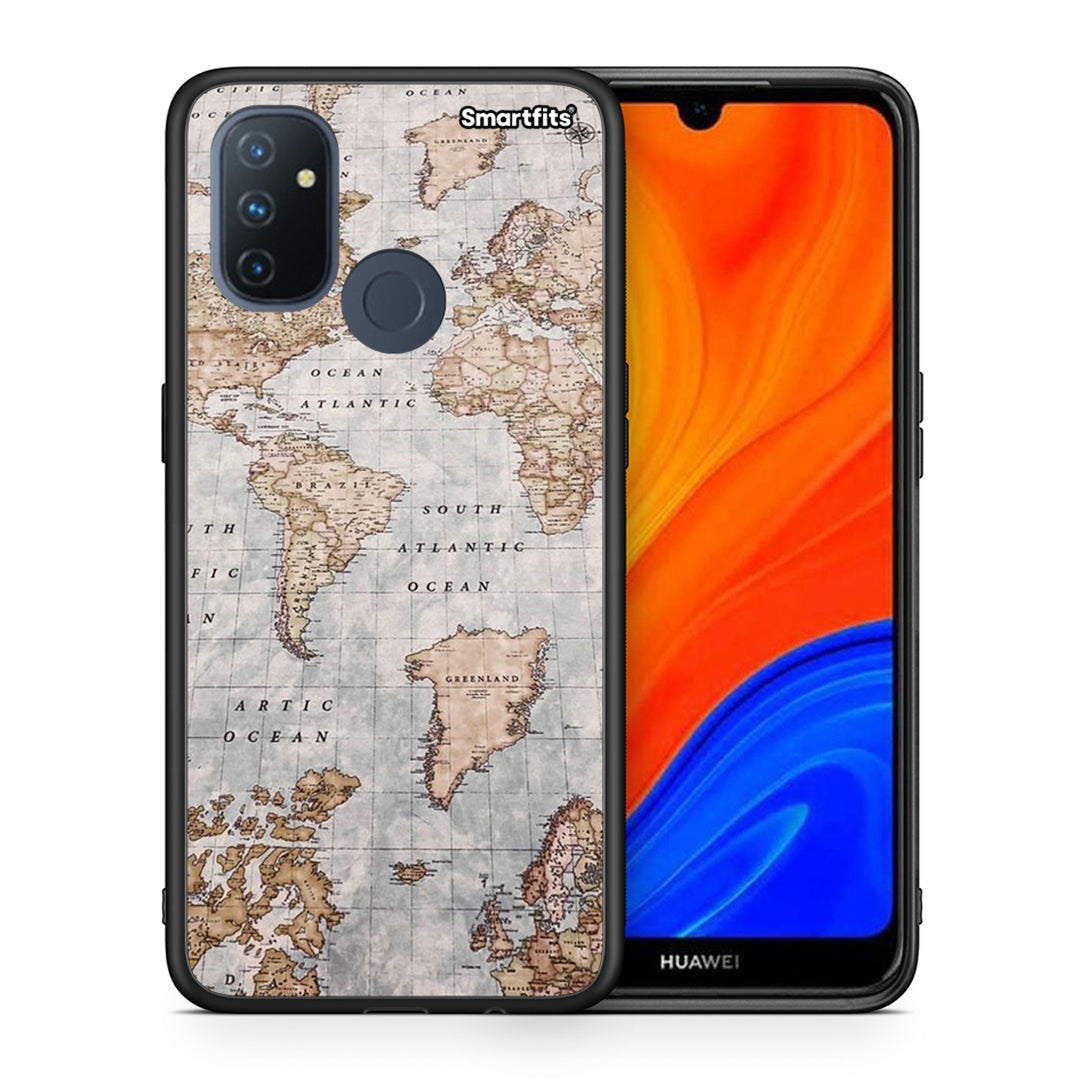 Θήκη OnePlus Nord N100 World Map από τη Smartfits με σχέδιο στο πίσω μέρος και μαύρο περίβλημα | OnePlus Nord N100 World Map case with colorful back and black bezels