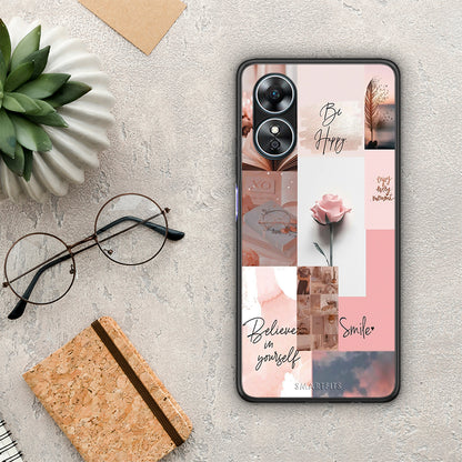 Θήκη Oppo A17 Aesthetic Collage από τη Smartfits με σχέδιο στο πίσω μέρος και μαύρο περίβλημα | Oppo A17 Aesthetic Collage Case with Colorful Back and Black Bezels