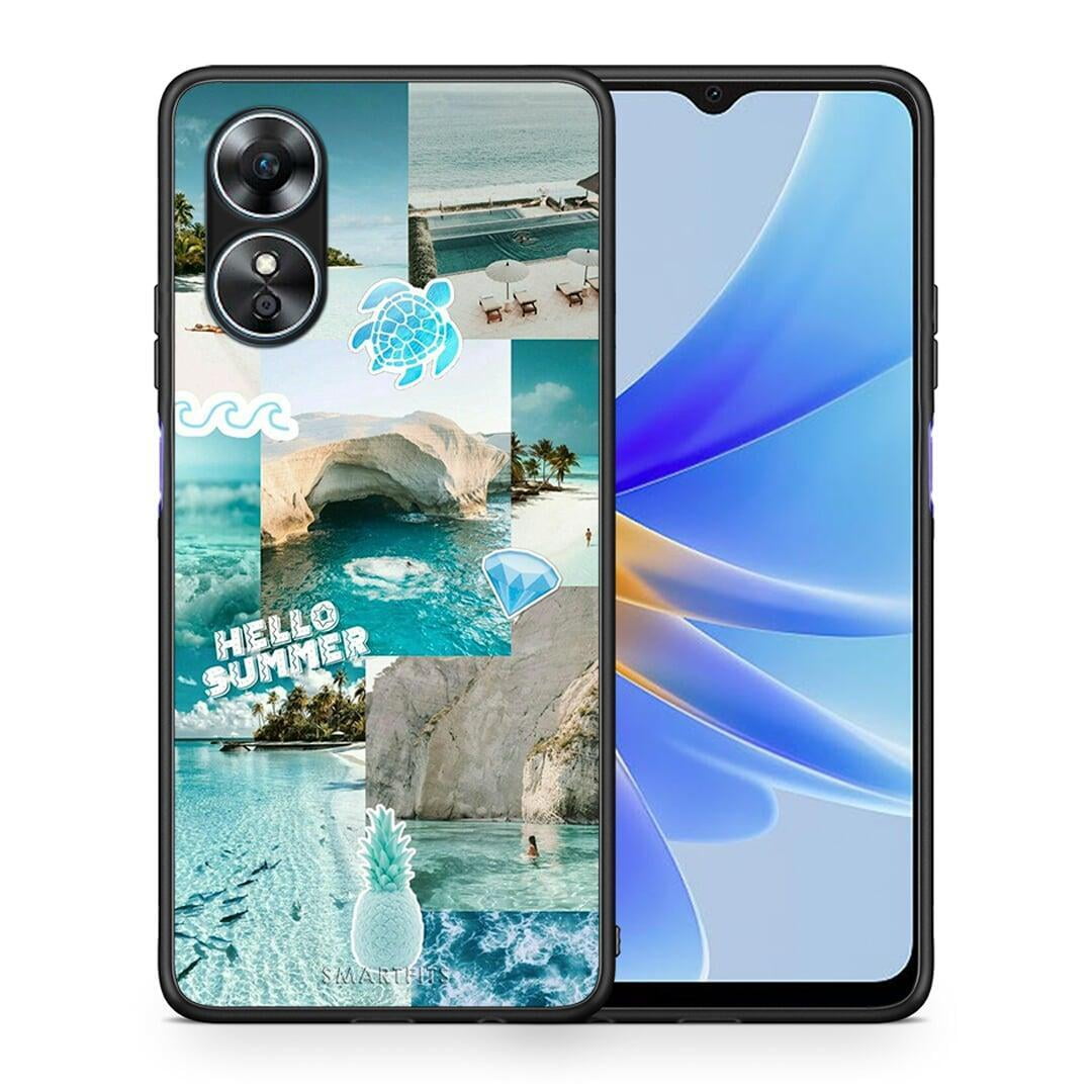 Θήκη Oppo A17 Aesthetic Summer από τη Smartfits με σχέδιο στο πίσω μέρος και μαύρο περίβλημα | Oppo A17 Aesthetic Summer Case with Colorful Back and Black Bezels