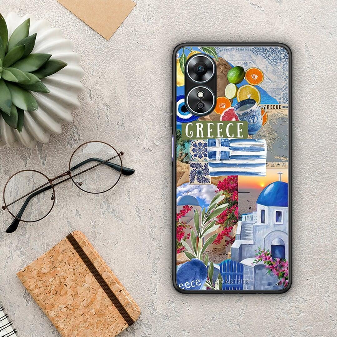 Θήκη Oppo A17 All Greek από τη Smartfits με σχέδιο στο πίσω μέρος και μαύρο περίβλημα | Oppo A17 All Greek Case with Colorful Back and Black Bezels