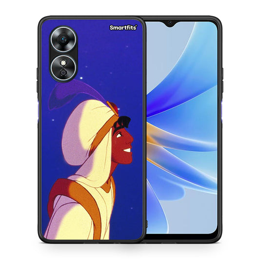 Θήκη Oppo A17 Alladin And Jasmine Love 1 από τη Smartfits με σχέδιο στο πίσω μέρος και μαύρο περίβλημα | Oppo A17 Alladin And Jasmine Love 1 Case with Colorful Back and Black Bezels