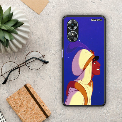 Θήκη Oppo A17 Alladin And Jasmine Love 1 από τη Smartfits με σχέδιο στο πίσω μέρος και μαύρο περίβλημα | Oppo A17 Alladin And Jasmine Love 1 Case with Colorful Back and Black Bezels