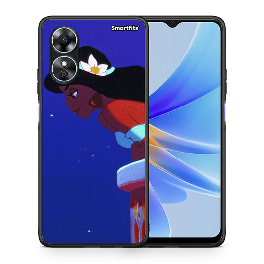 Θήκη Oppo A17 Alladin And Jasmine Love 2 από τη Smartfits με σχέδιο στο πίσω μέρος και μαύρο περίβλημα | Oppo A17 Alladin And Jasmine Love 2 Case with Colorful Back and Black Bezels
