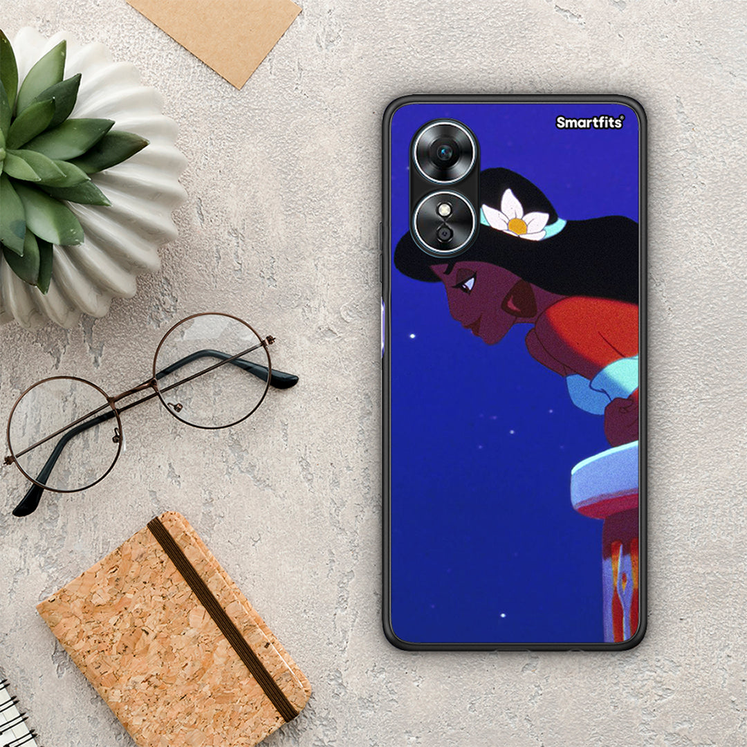 Θήκη Oppo A17 Alladin And Jasmine Love 2 από τη Smartfits με σχέδιο στο πίσω μέρος και μαύρο περίβλημα | Oppo A17 Alladin And Jasmine Love 2 Case with Colorful Back and Black Bezels