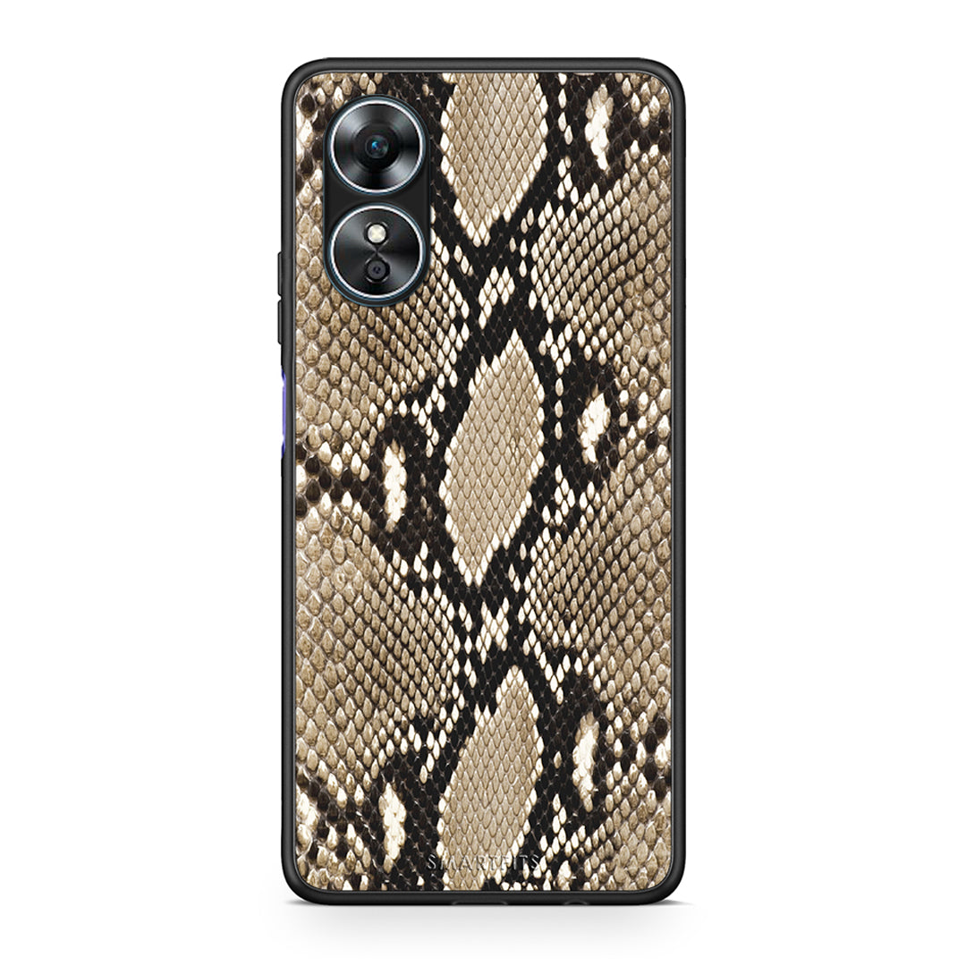 Θήκη Oppo A17 Animal Fashion Snake από τη Smartfits με σχέδιο στο πίσω μέρος και μαύρο περίβλημα | Oppo A17 Animal Fashion Snake Case with Colorful Back and Black Bezels