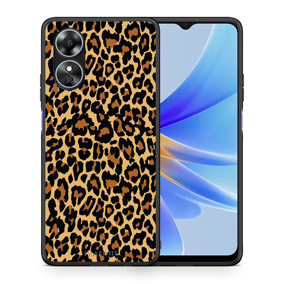 Θήκη Oppo A17 Animal Leopard από τη Smartfits με σχέδιο στο πίσω μέρος και μαύρο περίβλημα | Oppo A17 Animal Leopard Case with Colorful Back and Black Bezels