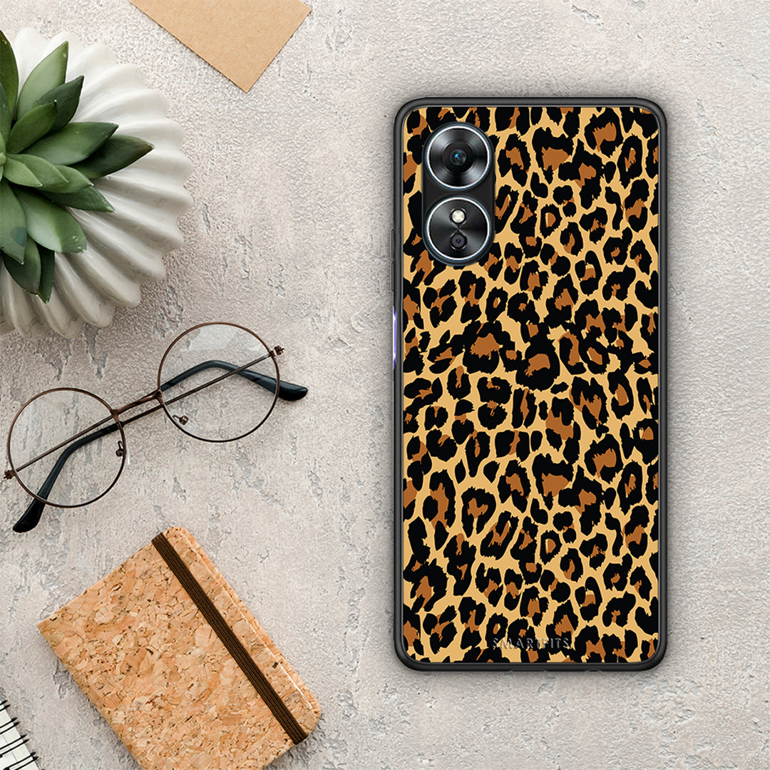 Θήκη Oppo A17 Animal Leopard από τη Smartfits με σχέδιο στο πίσω μέρος και μαύρο περίβλημα | Oppo A17 Animal Leopard Case with Colorful Back and Black Bezels