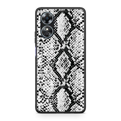 Θήκη Oppo A17 Animal White Snake από τη Smartfits με σχέδιο στο πίσω μέρος και μαύρο περίβλημα | Oppo A17 Animal White Snake Case with Colorful Back and Black Bezels