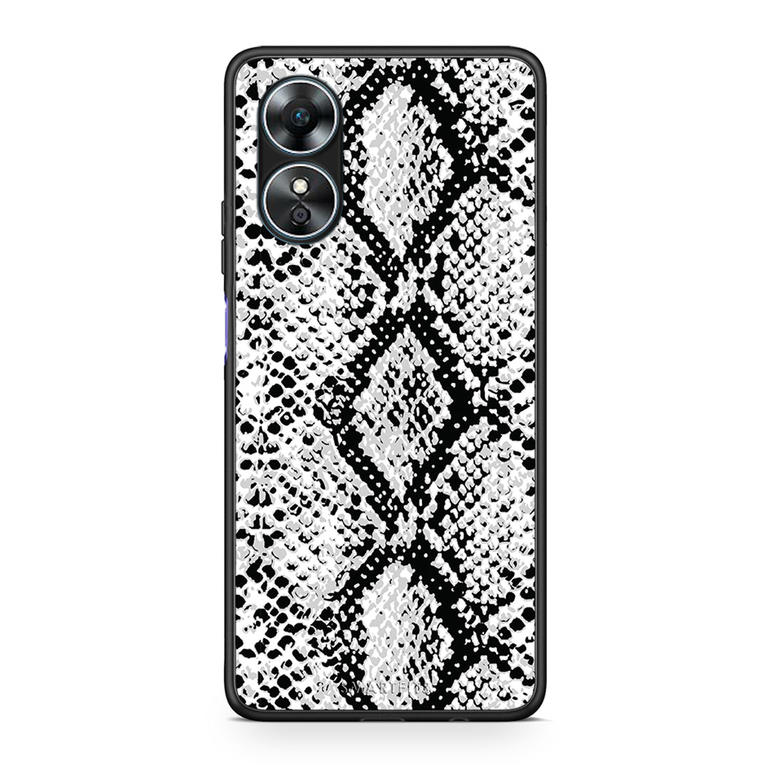 Θήκη Oppo A17 Animal White Snake από τη Smartfits με σχέδιο στο πίσω μέρος και μαύρο περίβλημα | Oppo A17 Animal White Snake Case with Colorful Back and Black Bezels