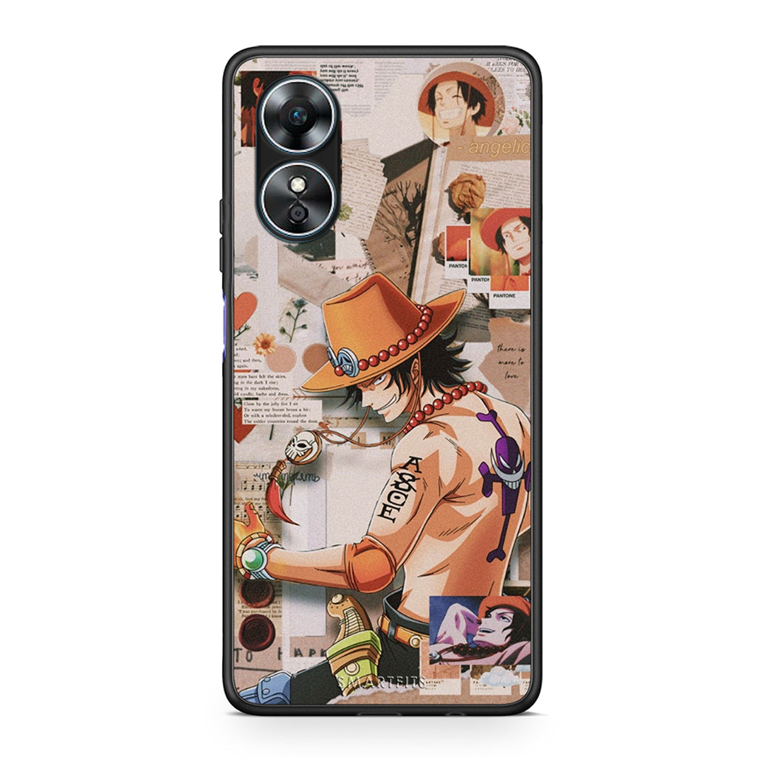 Θήκη Oppo A17 Anime Collage από τη Smartfits με σχέδιο στο πίσω μέρος και μαύρο περίβλημα | Oppo A17 Anime Collage Case with Colorful Back and Black Bezels