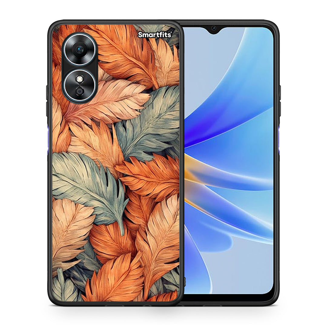 Θήκη Oppo A17 Autumn Leaves από τη Smartfits με σχέδιο στο πίσω μέρος και μαύρο περίβλημα | Oppo A17 Autumn Leaves Case with Colorful Back and Black Bezels
