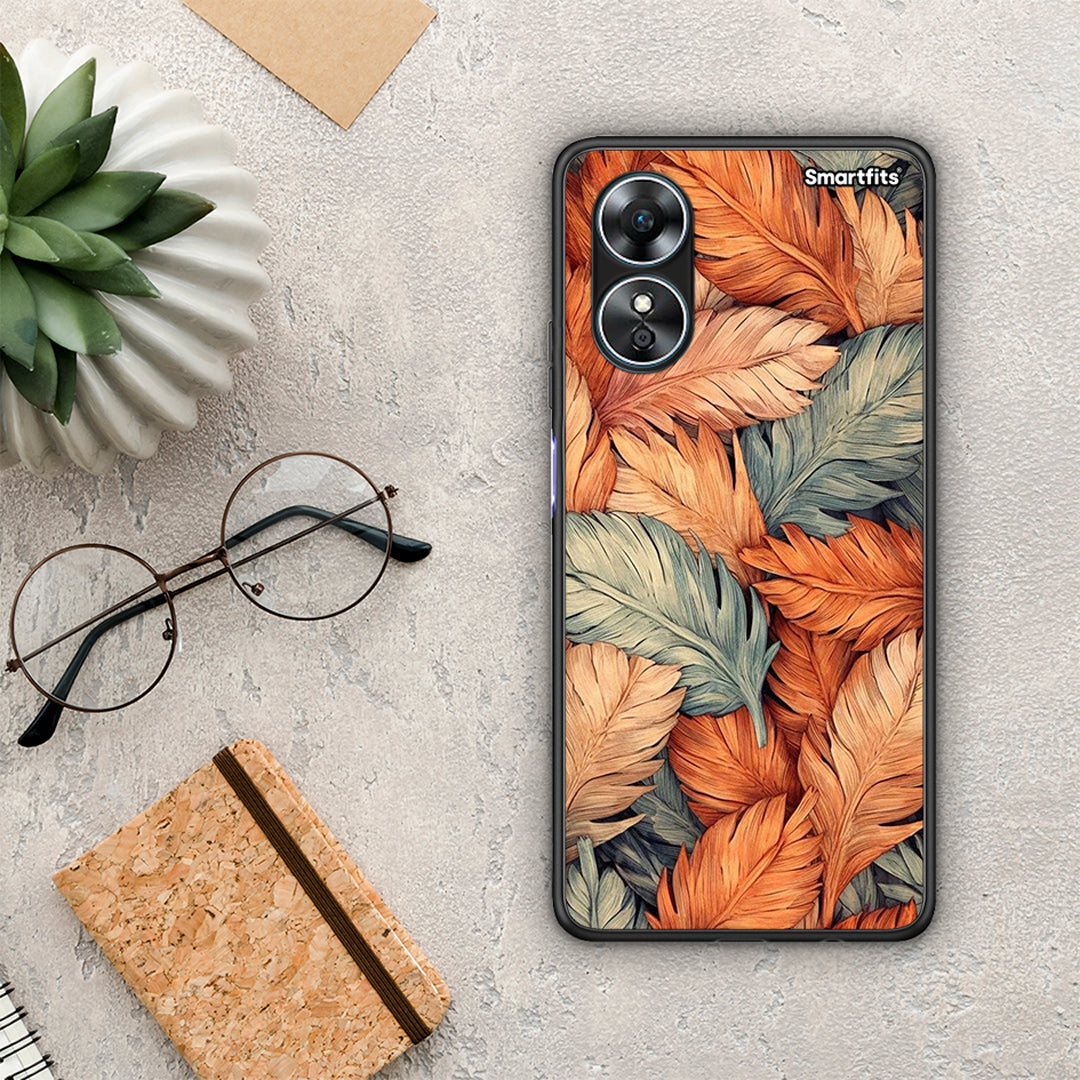 Θήκη Oppo A17 Autumn Leaves από τη Smartfits με σχέδιο στο πίσω μέρος και μαύρο περίβλημα | Oppo A17 Autumn Leaves Case with Colorful Back and Black Bezels