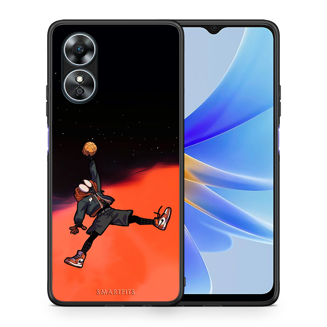 Θήκη Oppo A17 Basketball Hero από τη Smartfits με σχέδιο στο πίσω μέρος και μαύρο περίβλημα | Oppo A17 Basketball Hero Case with Colorful Back and Black Bezels