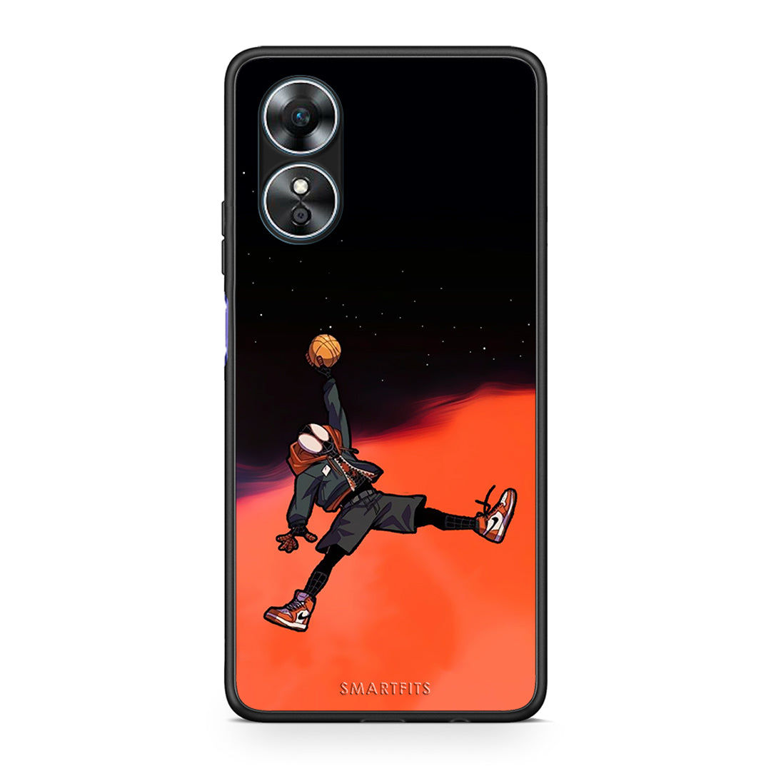 Θήκη Oppo A17 Basketball Hero από τη Smartfits με σχέδιο στο πίσω μέρος και μαύρο περίβλημα | Oppo A17 Basketball Hero Case with Colorful Back and Black Bezels